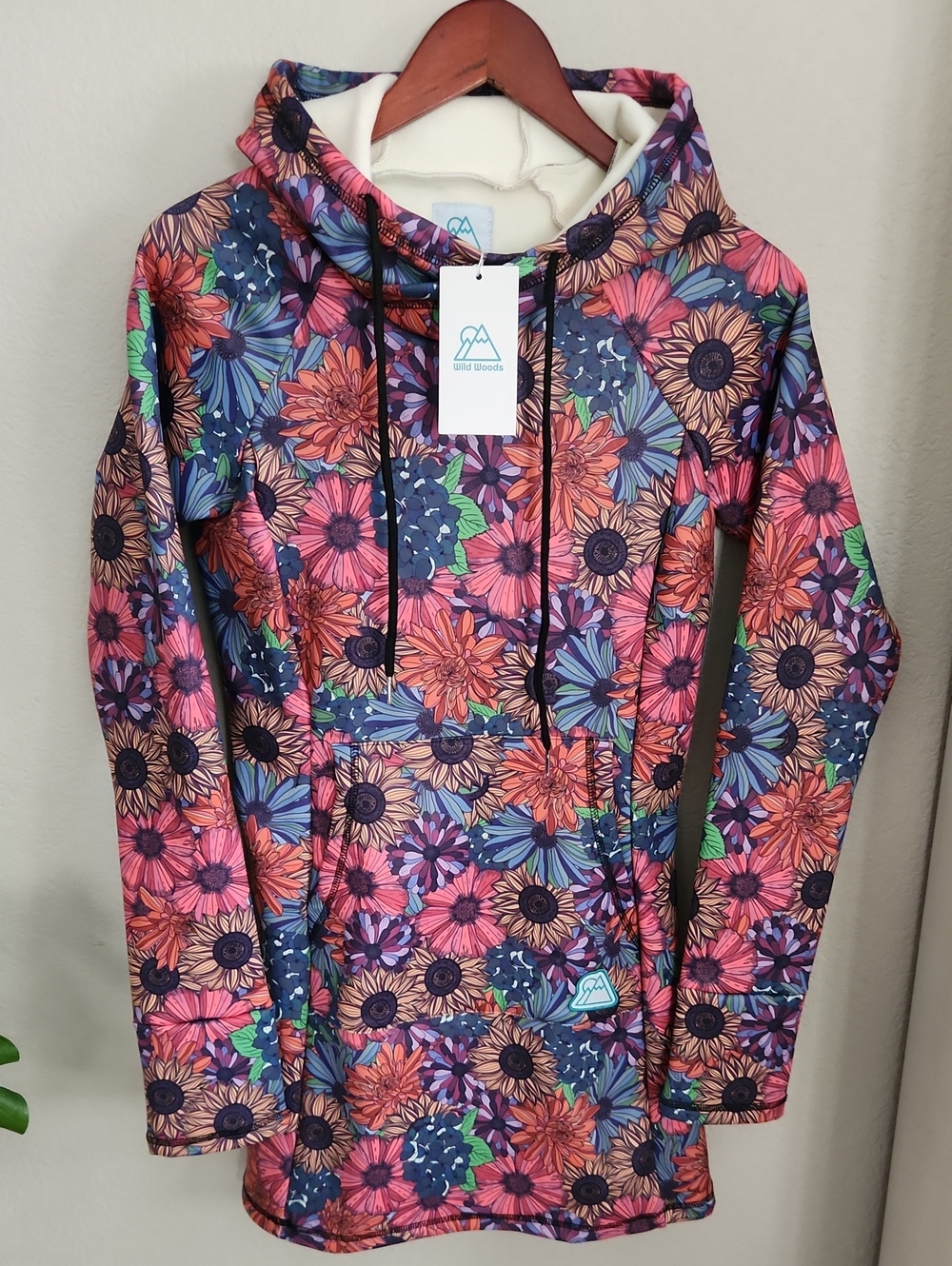 Wild Woods Floral Pullover Hoodie Dress Multi Color Outdoors Womens Sz Sm